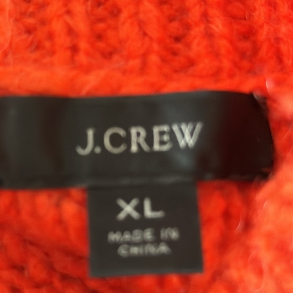 J. Crew Orange Pointelle Cable Knit Alpaca Wool Blend Crewneck Sweater Size XL - Picture 7 of 11